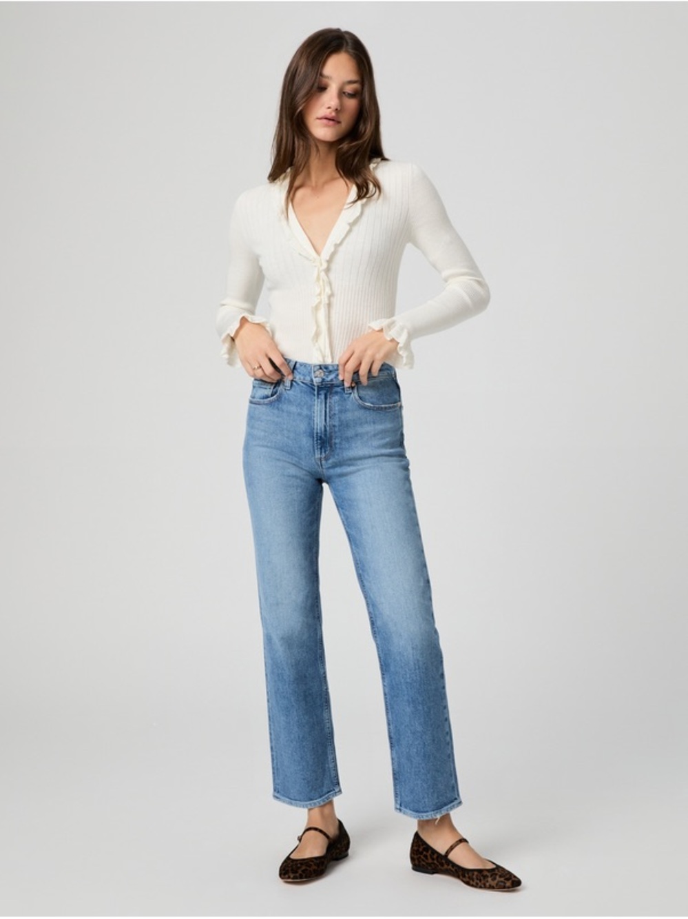 PAIGE Straight-Leg Jeans in Light Blue Wash
